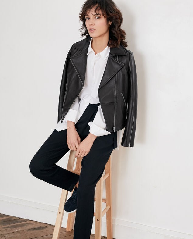 Veste en cuir Noir