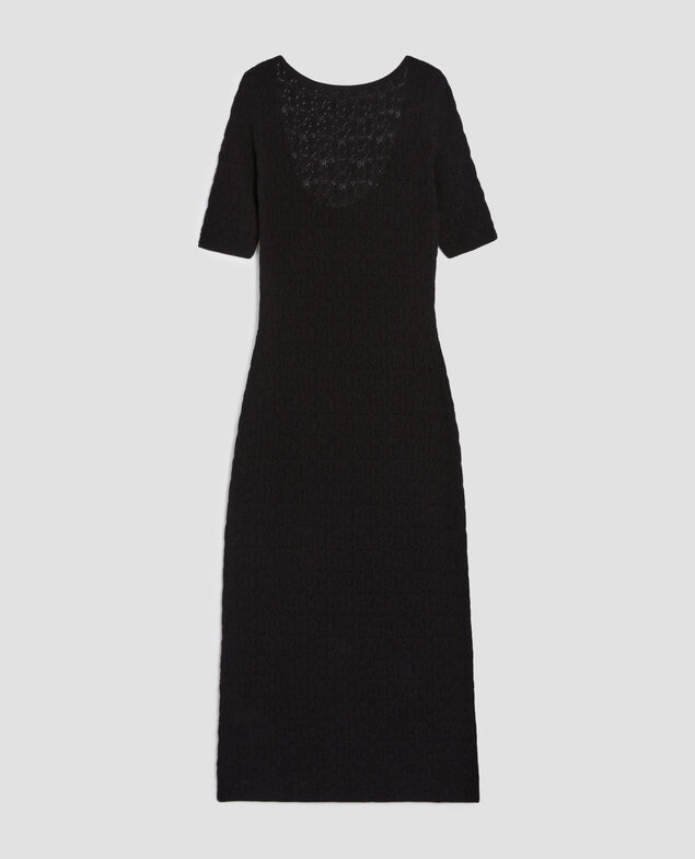 Robe longue crochet texturé en coton H091 black beauty