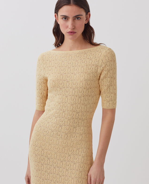 Robe longue crochet texturé en coton J300 natural