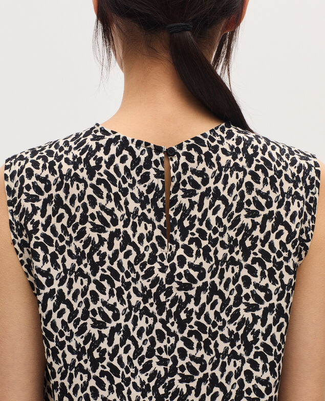 Top sans manches fluide K010 leo ecru
