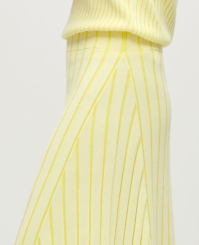 Jupe longue en maille c&ocirc;tel&eacute;e L433 white yellow
