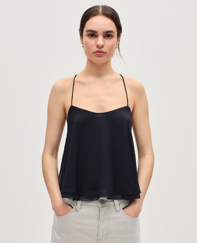 Top en mousseline à bretelles croisées K080 vulcan gray