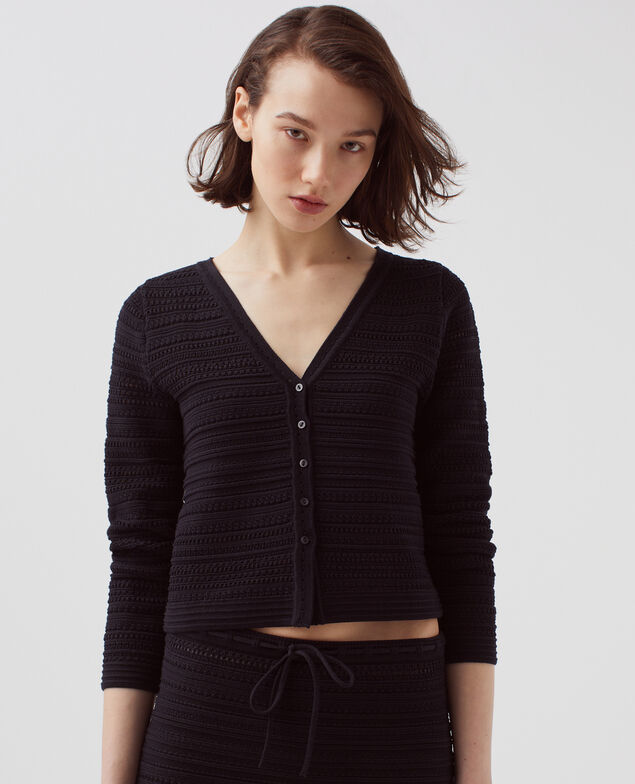 Cotton crochet cardigan H091 black beauty