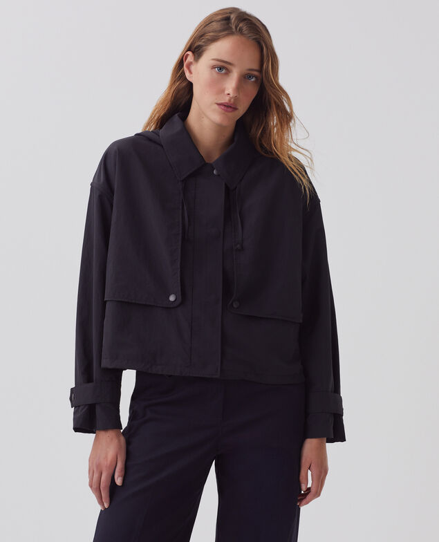 Blouson court à capuche déperlant H091 black beauty