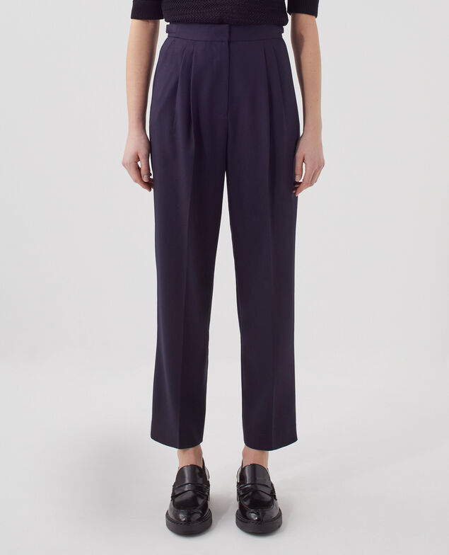Pantalon à plis en laine CAMILLE H695 night sky