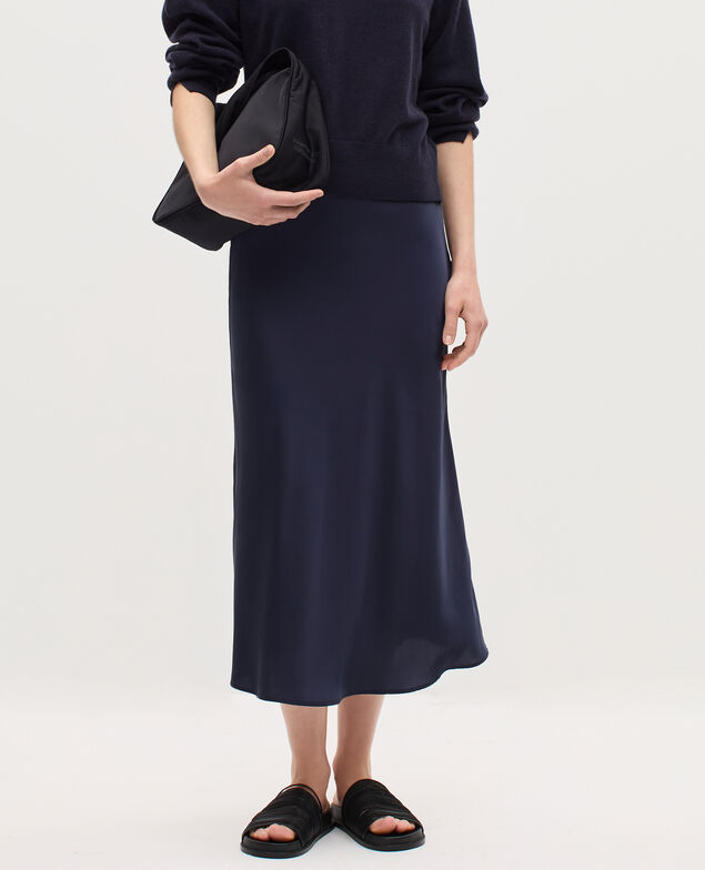Jupe midi fluide satinée H695 night sky
