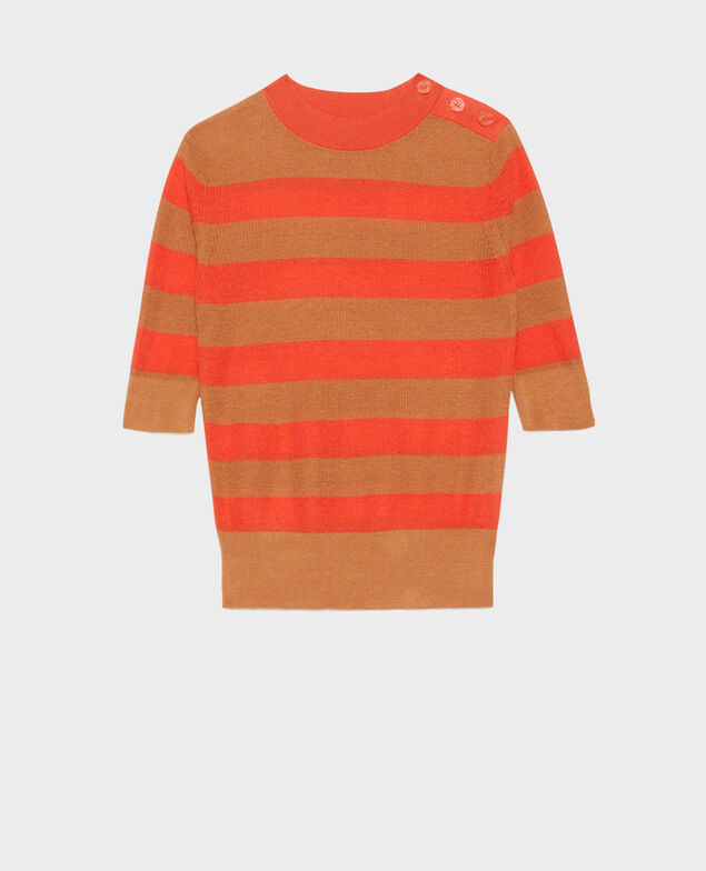 Pull manches courtes en lin 0240 tiger lily stripes