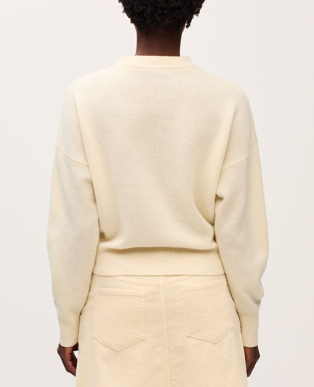 Pull col rond en laine U010 off white