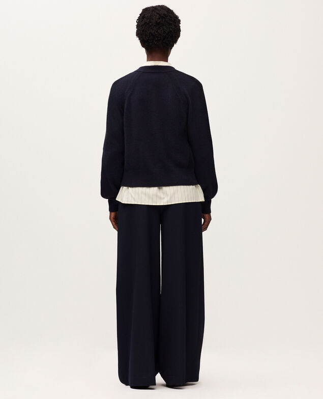 Cardigan col rond en cachemire K692 navy st black