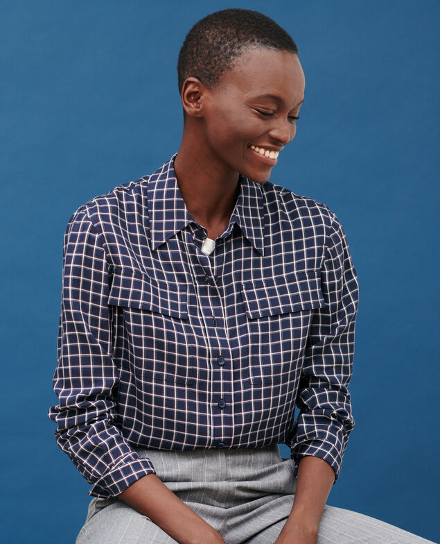 Chemise fluide à carreaux 8869 69 navy check