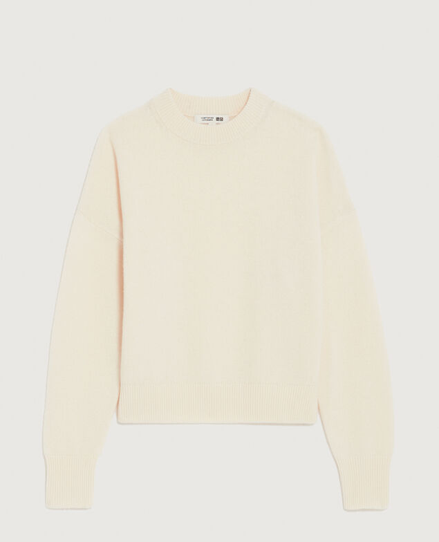 Pull col rond en laine U010 off white