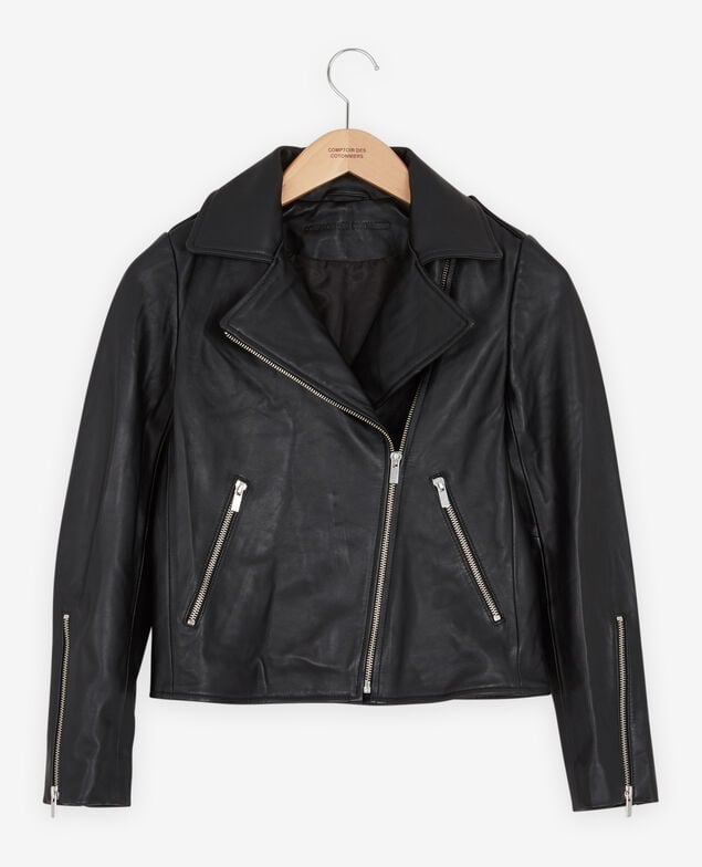 Veste en cuir Noir