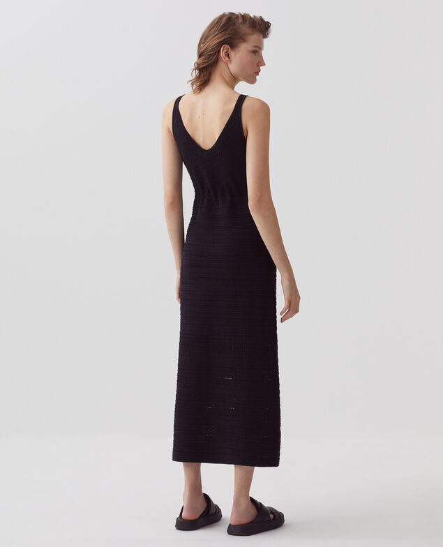 Robe maille en crochet coton H091 black beauty