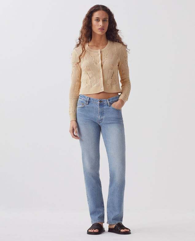 Cardigan en coton crochet J300 natural