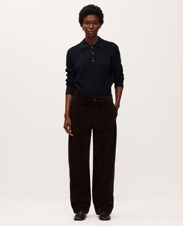 Pantalon barrel en velours côtelé U380 dark brown