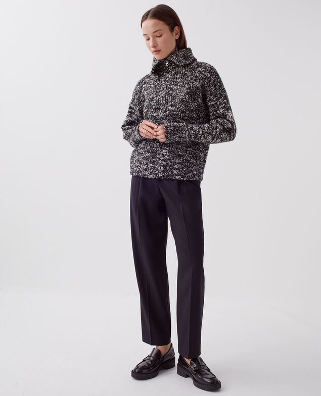 Pull à col camionneur zippé I099 boucle blk/white