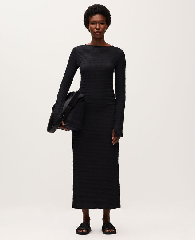 Robe longue texturée H091 black beauty