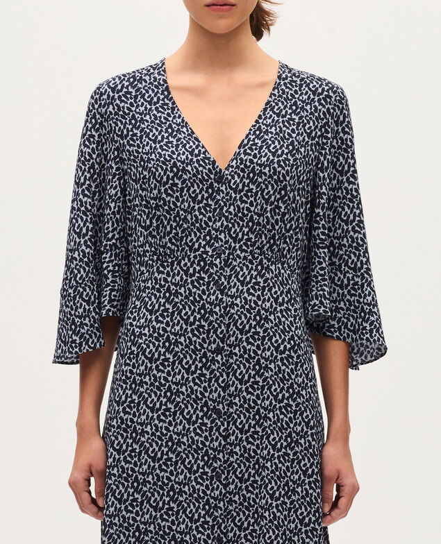Robe longue fluide K621 leo blue