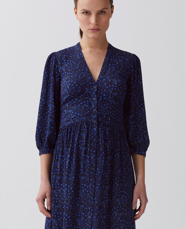 Robe longue fluide I662 batik navy