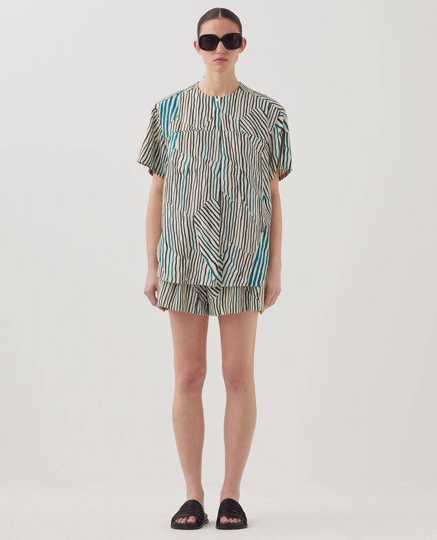 Chemise fluide à imprimé zébré J014 big zebra ecru