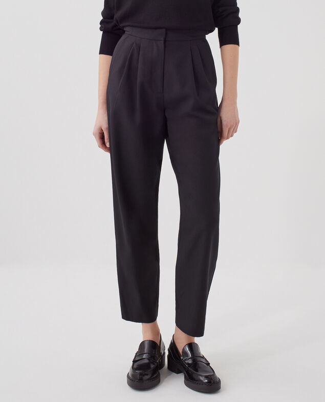 Pantalon à plis en laine CAMILLE H091 black beauty