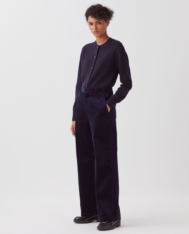 Pantalon en velours côtelé U690 navy