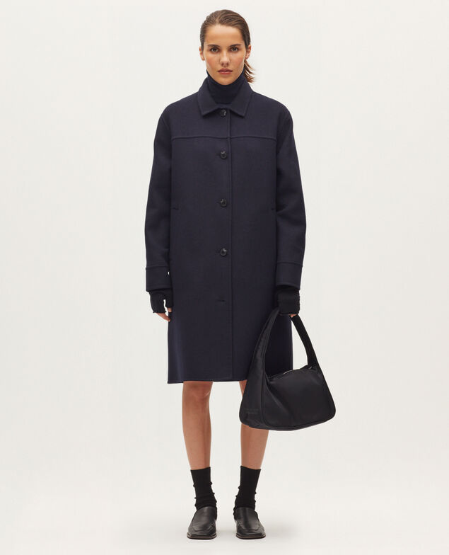 Manteau droit mi-long H695 night sky