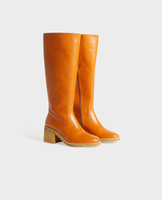 Bottes en cuir à semelle de crêpe 4249 camel