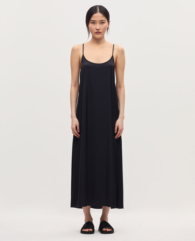 Robe longue nuisette satinée H091 black beauty