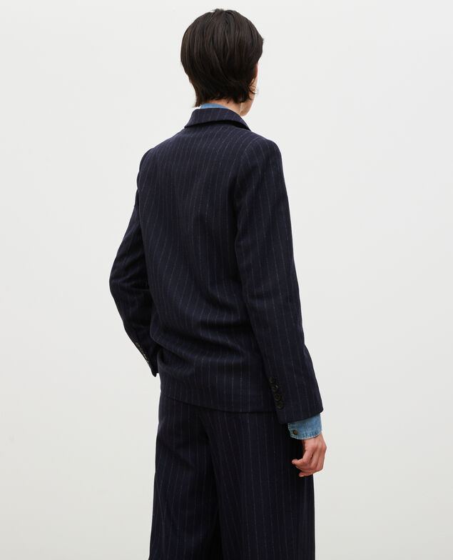 Blazer croisé en laine Stripes night sky
