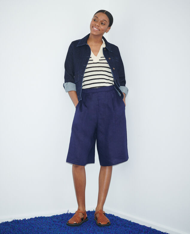 BABETH - Jupe-culotte en lin 68 blue