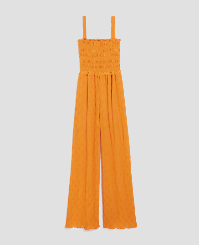 Combinaison longue fluide à smocks H221 orange butter