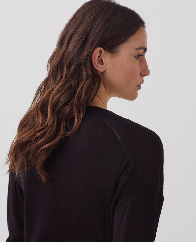 Pull col V en laine et soie H091 black beauty