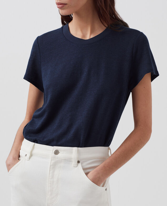 T-shirt col rond en lin AMANDINE H695 night sky