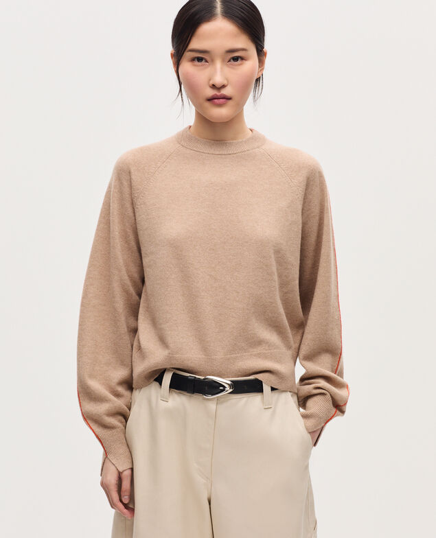 Pull col rond en cachemire K321 tan st pumpkin