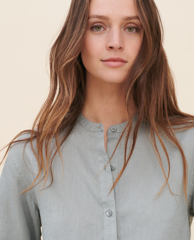Chemise sans col en lin 07 gray