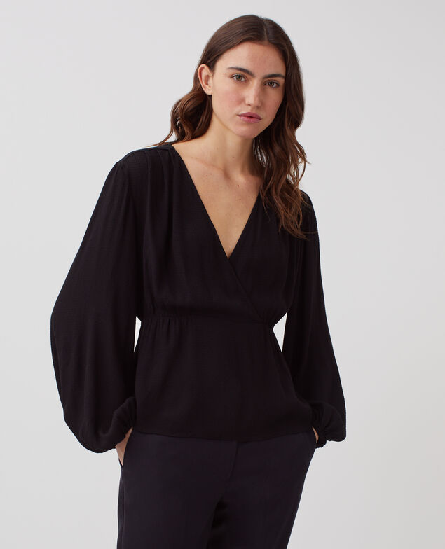 Blouse cache-cœur fluide H091 black beauty