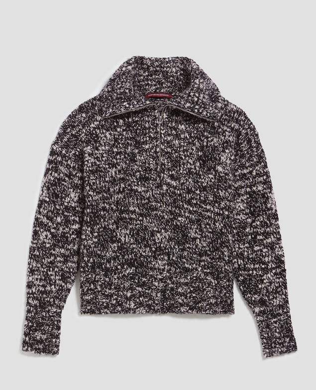 Pull à col camionneur zippé I099 boucle blk/white