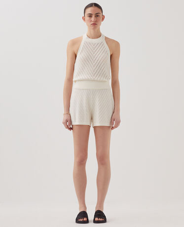Short en maille textur&eacute;e H011 eggnog