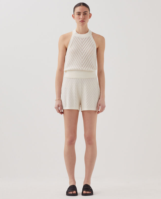 Short en maille texturée H011 eggnog