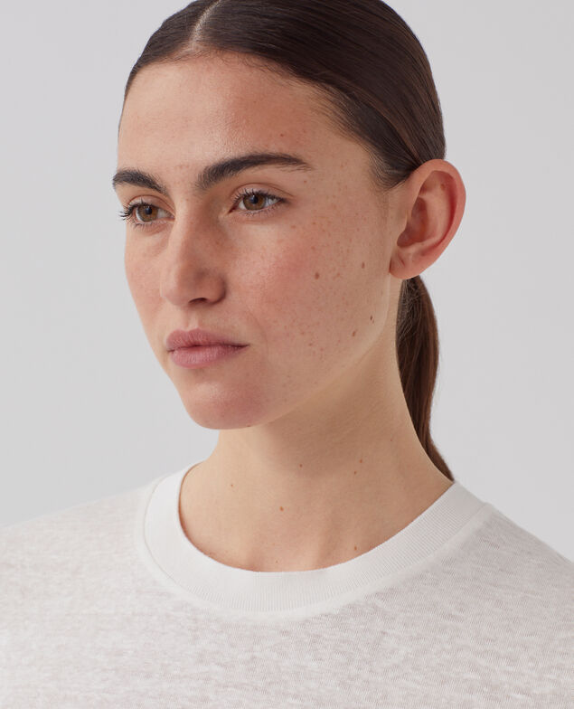 T-shirt col rond en lin AMANDINE U010 off white