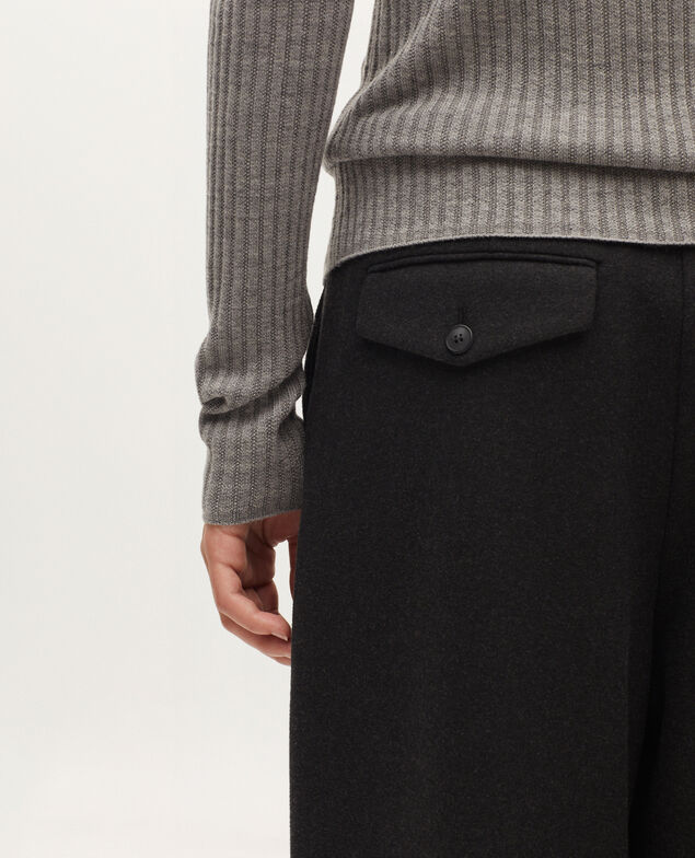 Pull col V en laine mérinos K070 mel gray