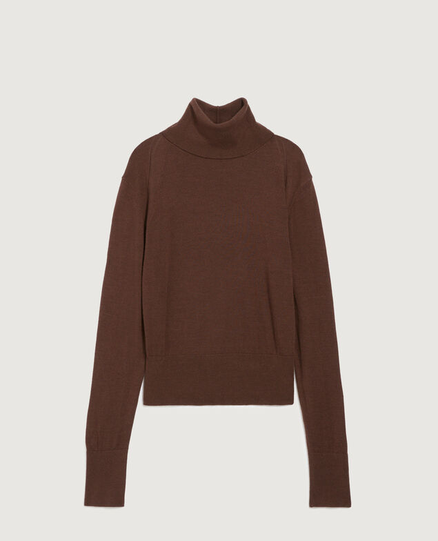 Wool and silk roll neck jumper K380 fudge brown