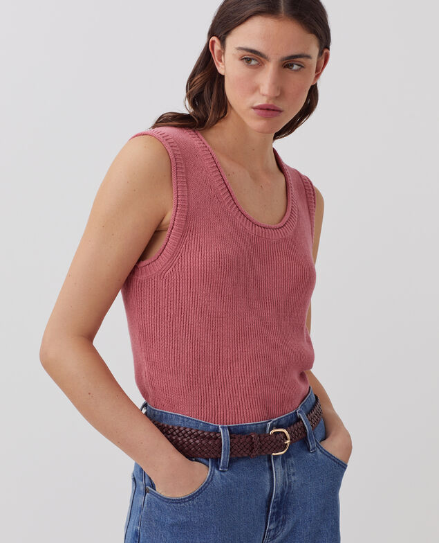 Débardeur long en lin J130 baroque rose