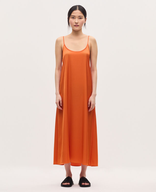 Robe longue nuisette satinée K240 apricot orange