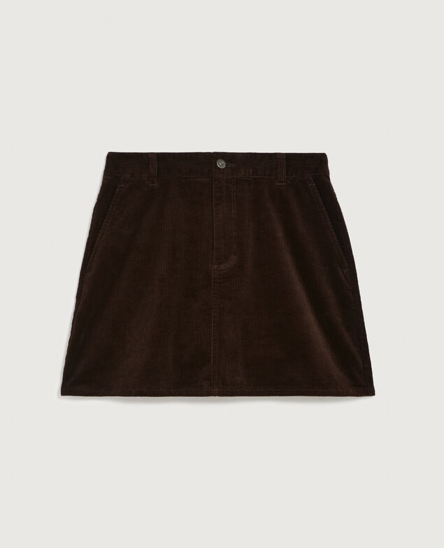 Jupe courte en velours côtelé U380 dark brown