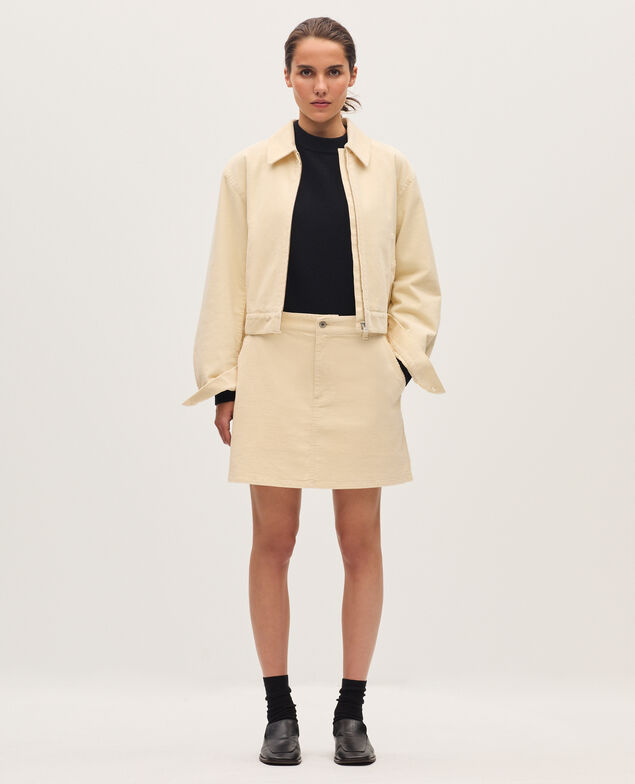 Jupe courte en velours côtelé U010 off white