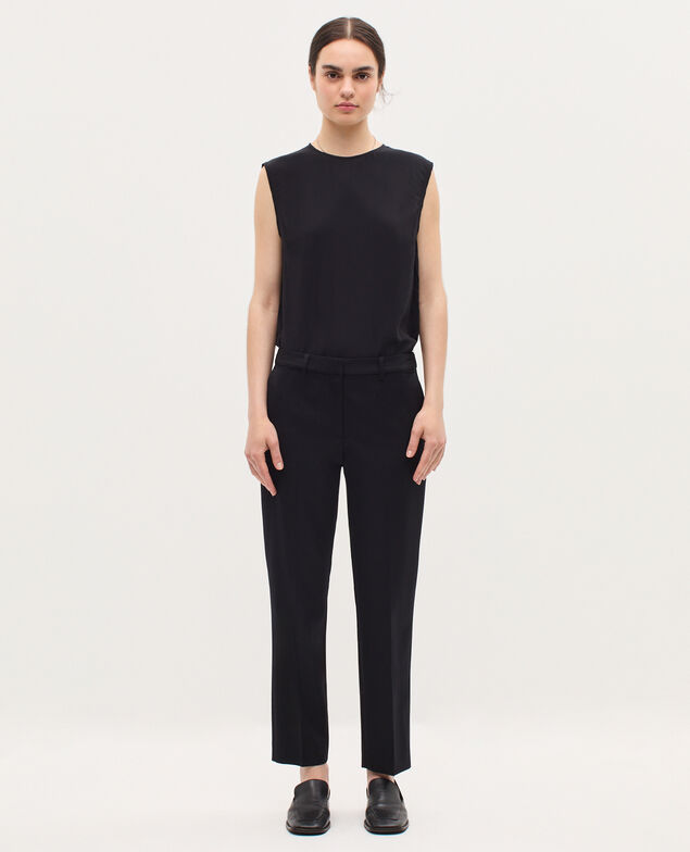 Pantalon cigarette en laine H091 black beauty