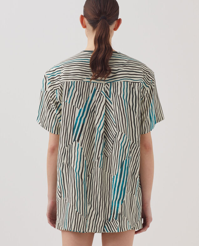 Chemise fluide à imprimé zébré J014 big zebra ecru