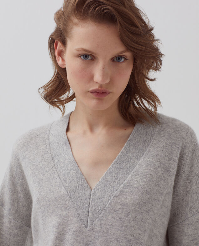 Pull col V en cachemire I020 ashen gray